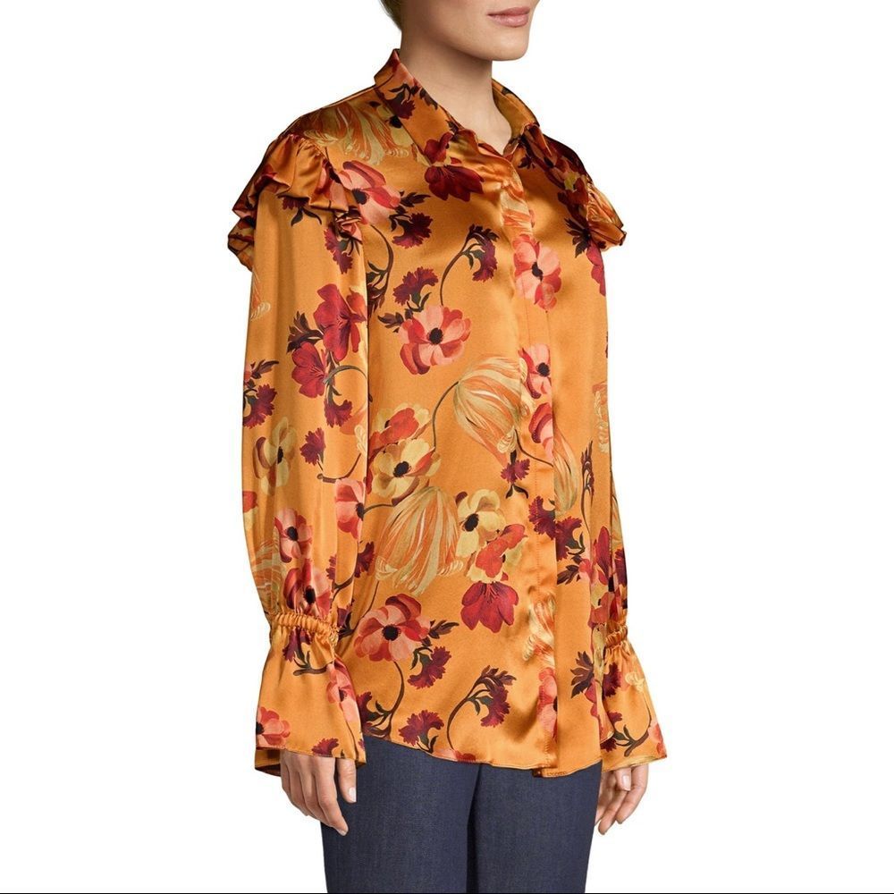 MOTHER OF PEARL Autumn Marin Silk Floral Blouse Large NWT